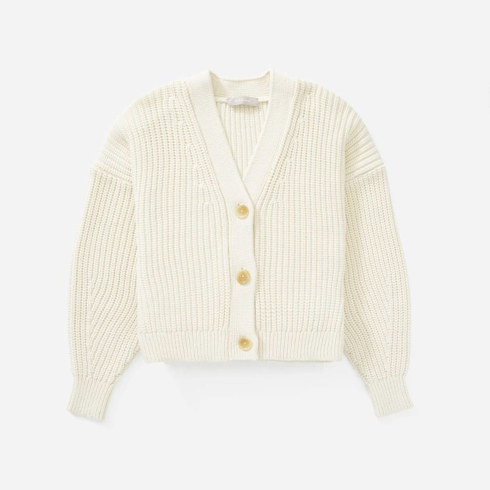 Everlane texture crop cotton cardigan